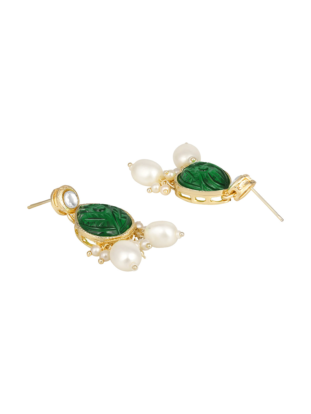 Green Gold Plated Beaded & Artificial Stone Studded Choker Jewellery Set