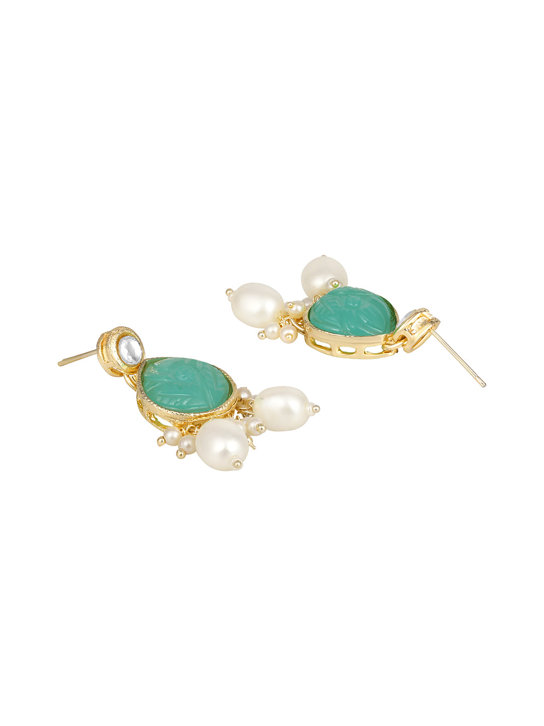 Turquoise Gold Plated Beaded & Artificial Stone Studded Choker Jewellery Set