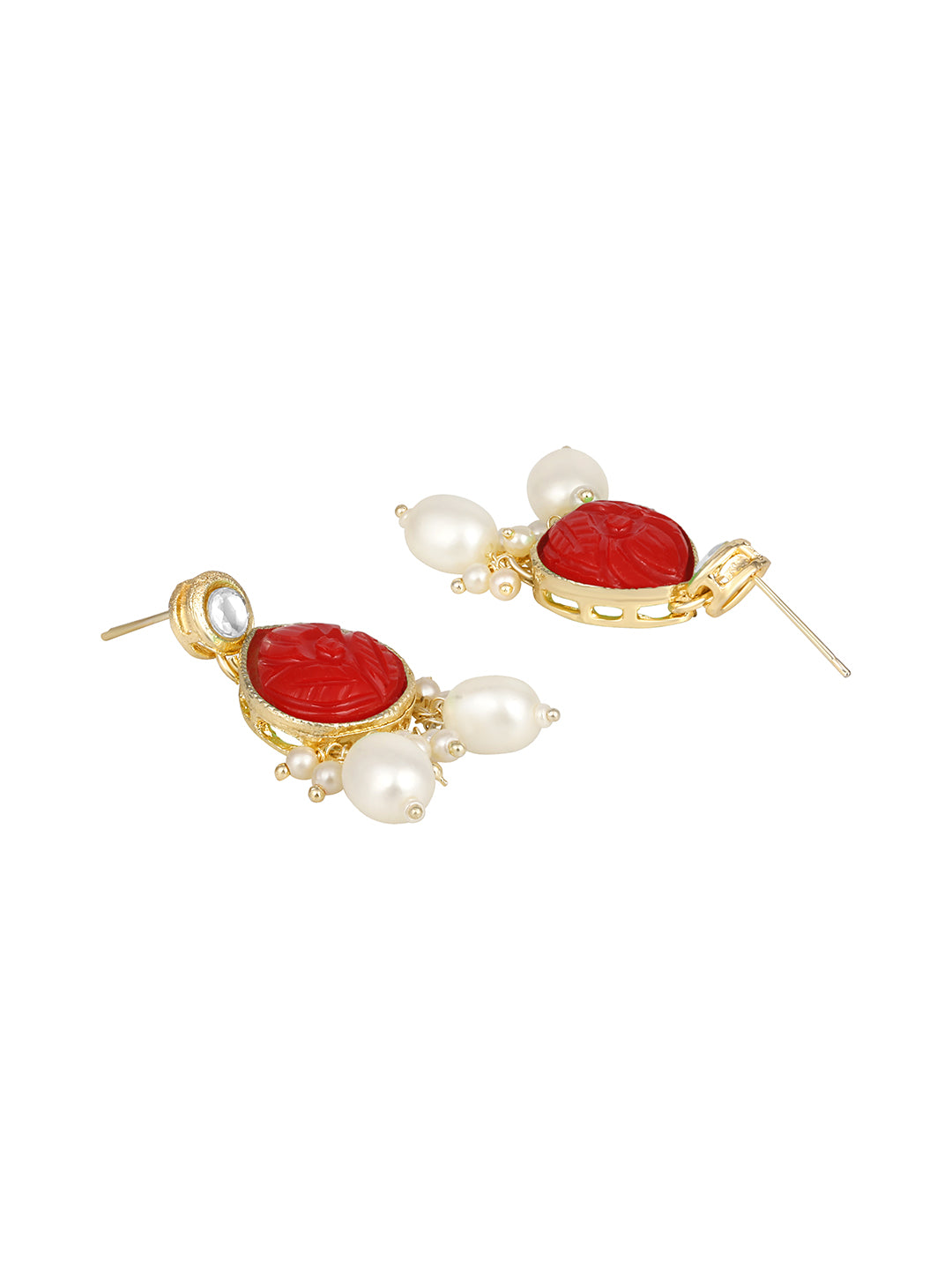 Ruby Red Gold Plated Beaded & Artificial Stone Studded Choker Jewellery Set