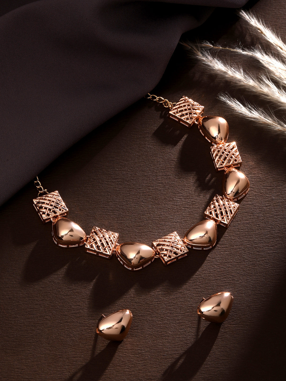 Rose Gold Plated Choker Jewellery Set