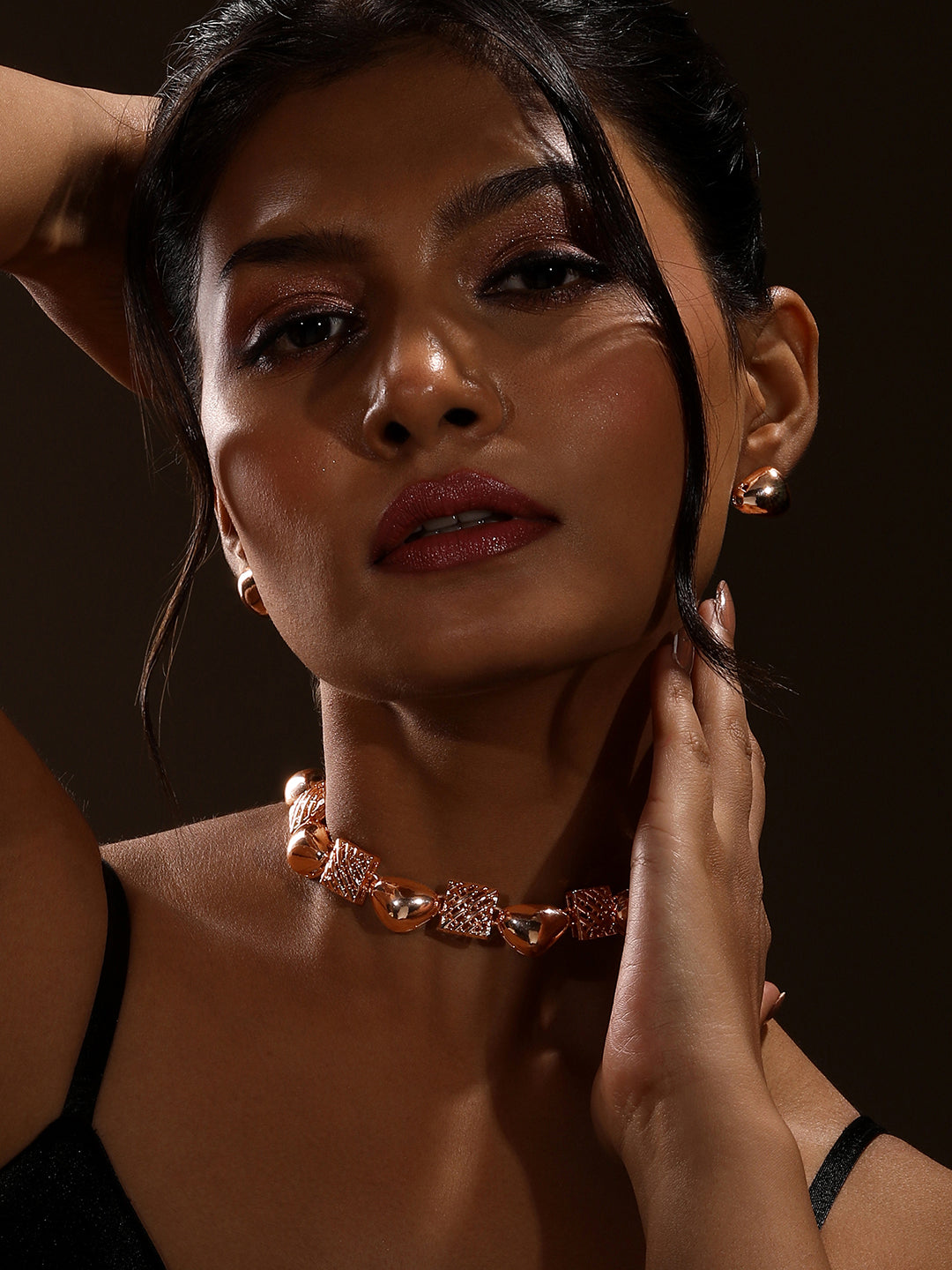 Rose Gold Plated Choker Jewellery Set