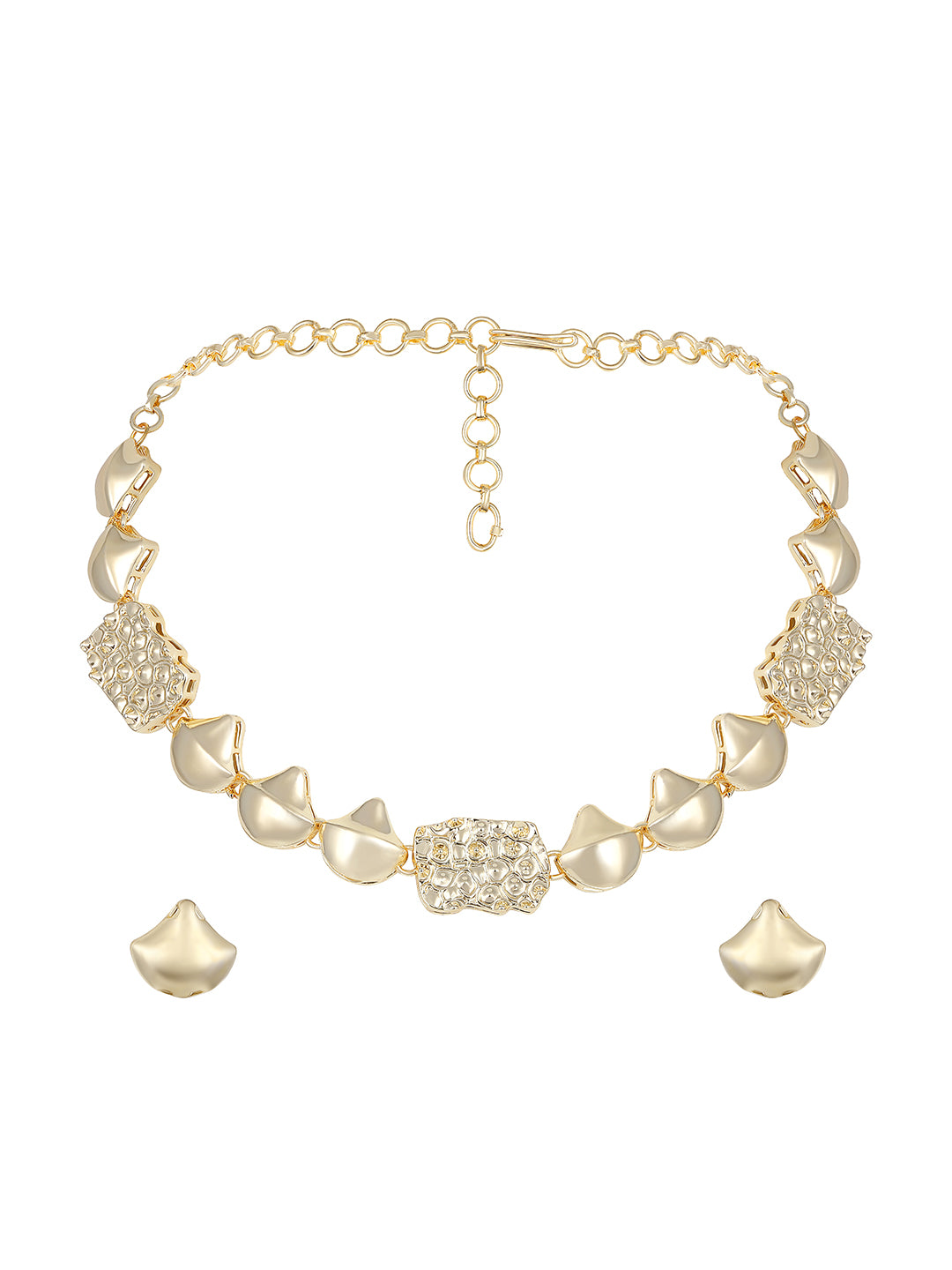 Contemporary Matte Gold Plated Choker Jewellery Set