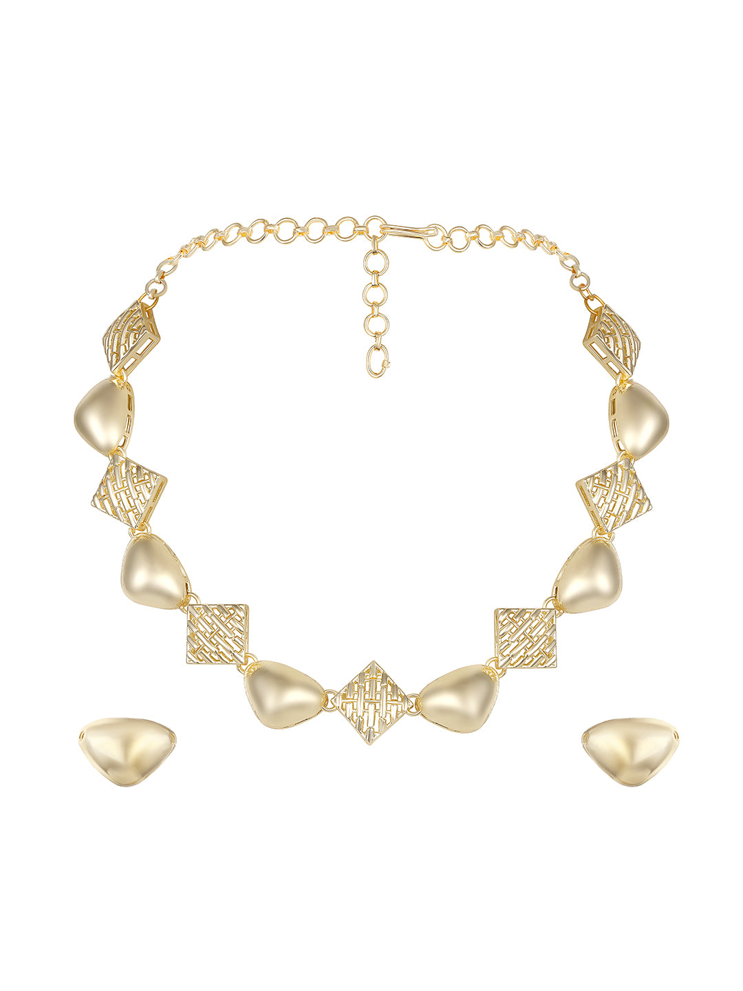 Contemporary Matte Gold Plated Choker Jewellery Set