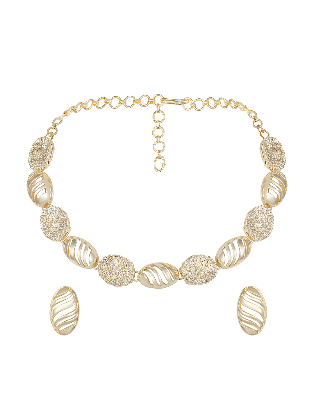 Contemporary Matte Gold Plated Choker Jewellery Set