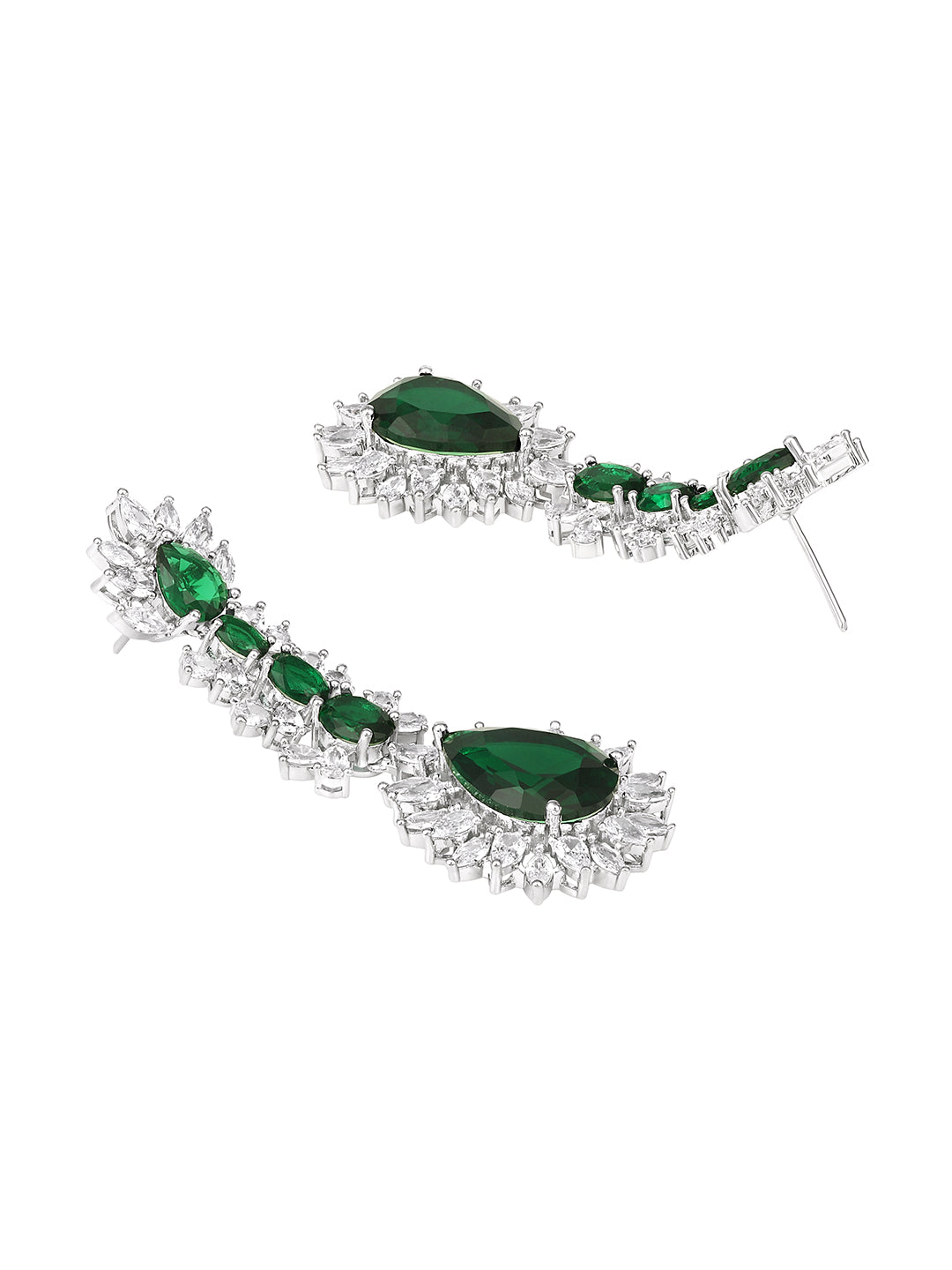 Emerald Green & White Stone Necklace Set