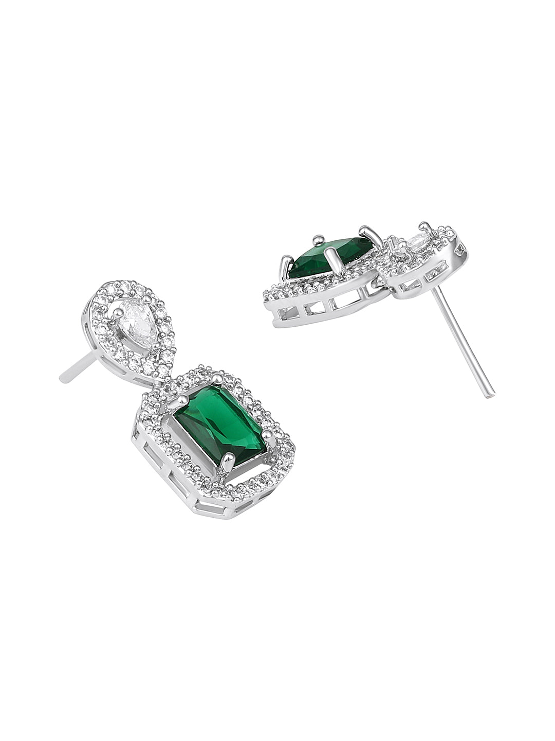 Asmitta Silver-Plated Emerald Green & Cubic Zirconia Choker Jewelry Set