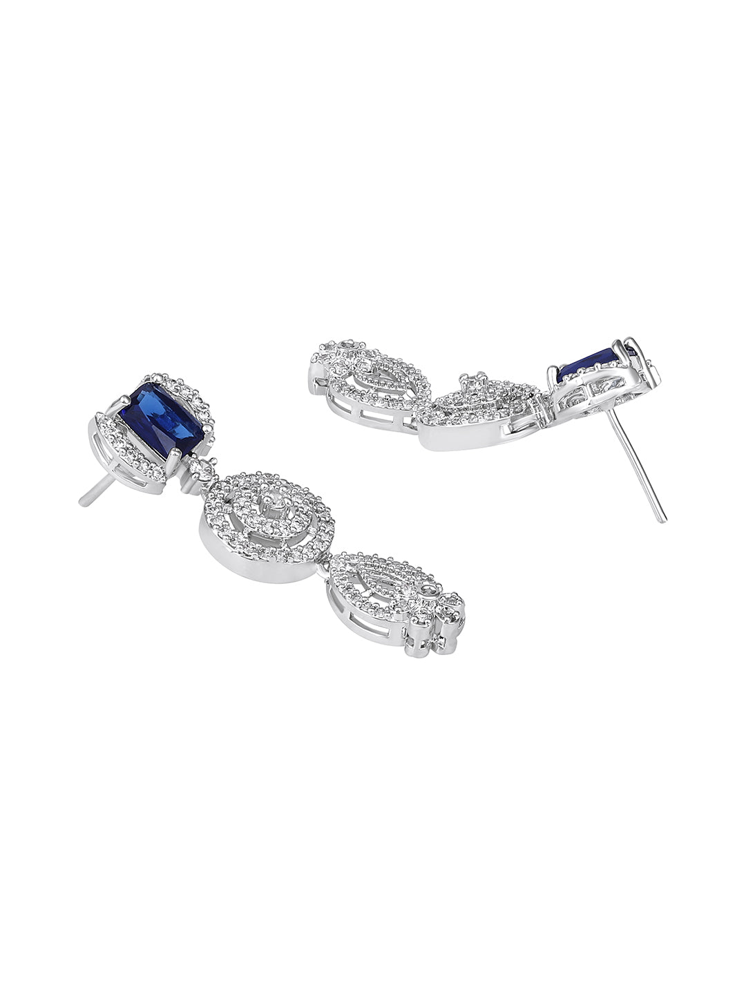 Asmitta Women Blue Stone & American Diamond Statement Jewellery Set