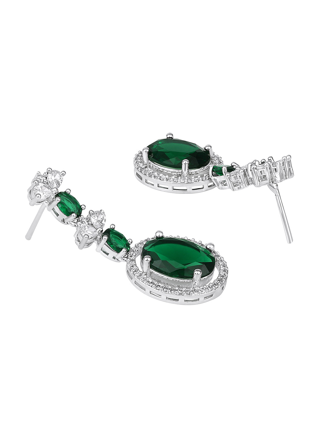 Elegant Green Stone Necklace & Earrings Set | Asmitta Jewellery