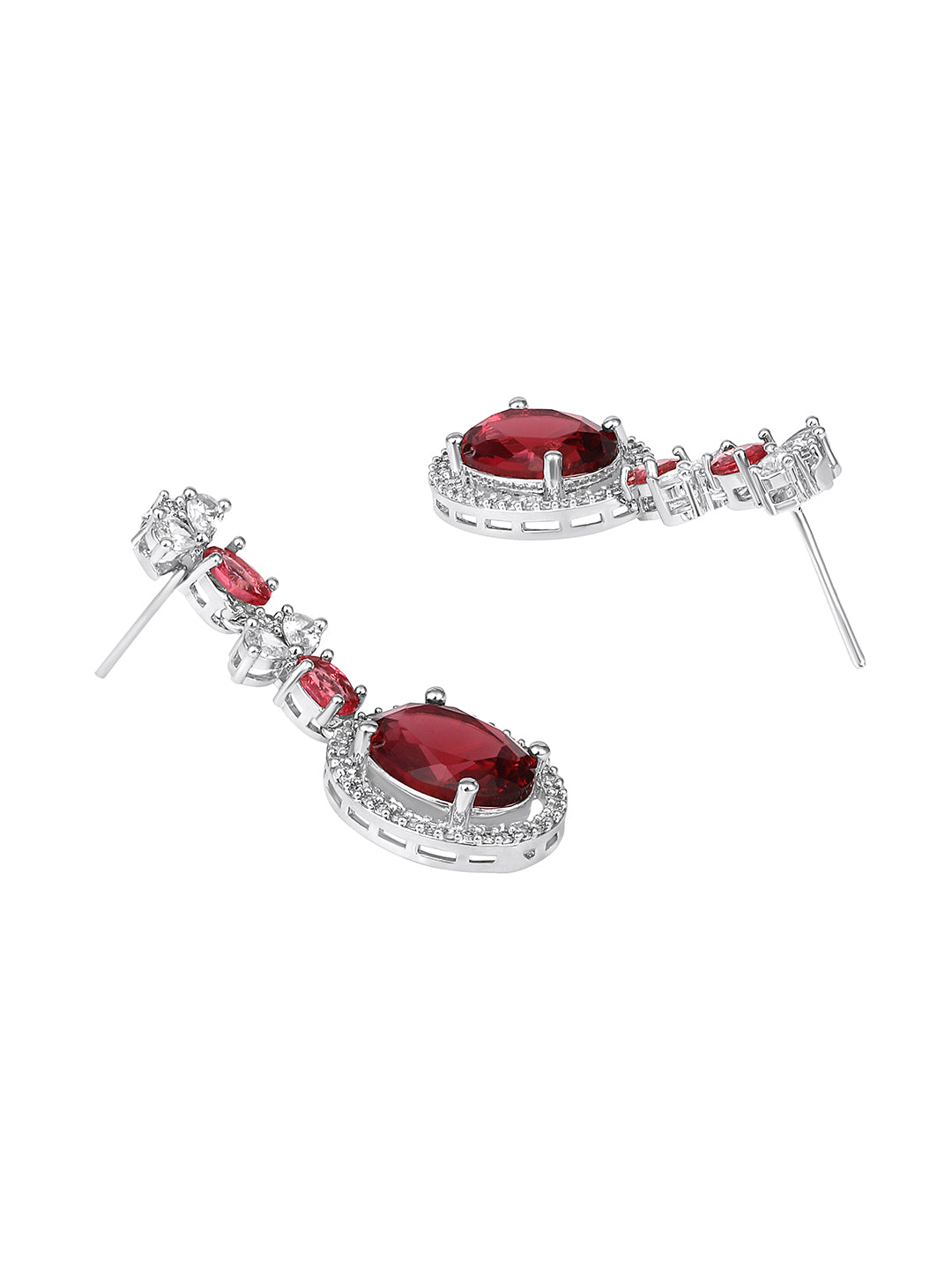 Elegant Red Stone Necklace & Earrings Set | Asmitta Jewellery