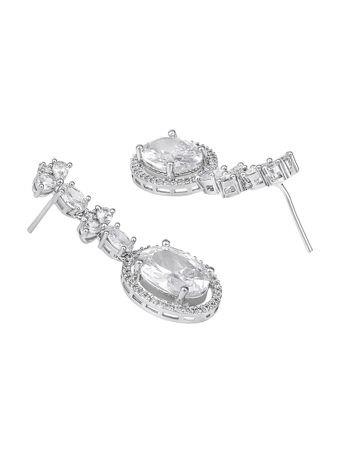 Elegant White Stone Necklace & Earrings Set | Asmitta Jewellery