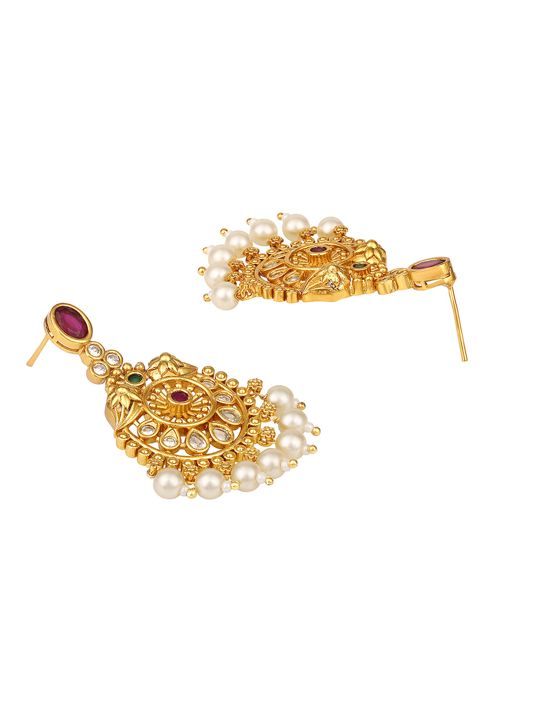 Elegant Gold-Plated Temple Jewelry Set with Ruby Accents