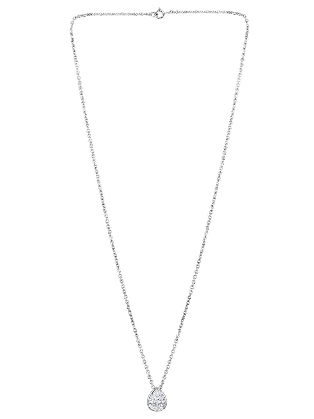 Radiant Luxe: Rhodium & CZ Pendant Earring Set - ASMITTA Jewellery