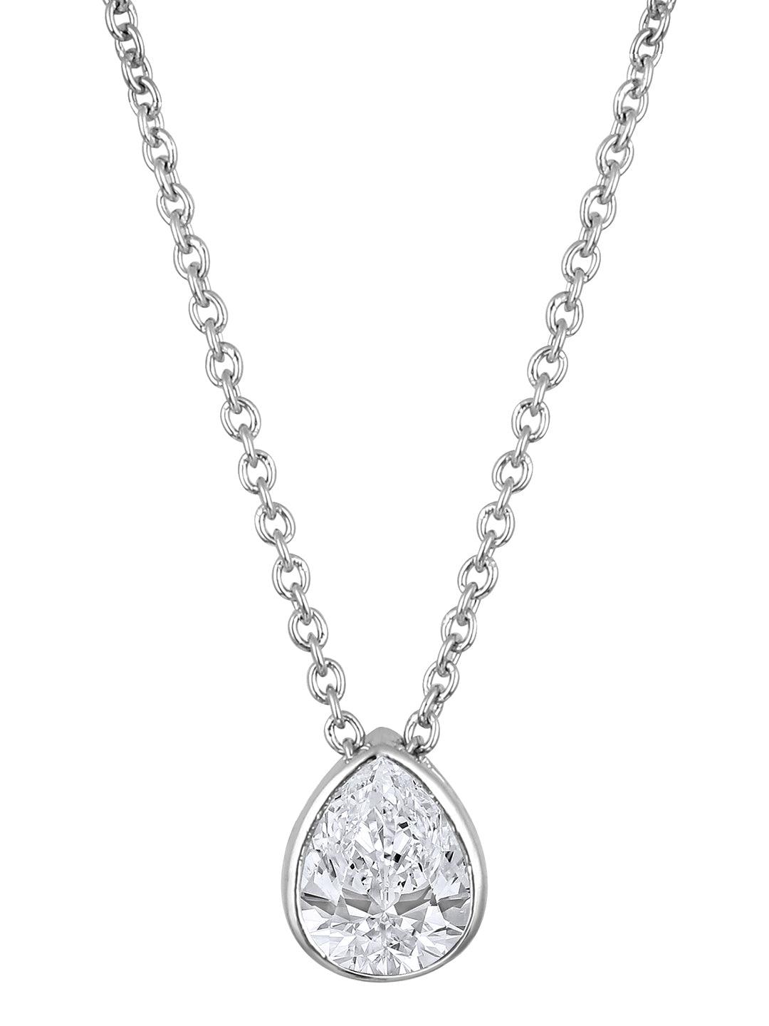 Radiant Luxe: Rhodium & CZ Pendant Earring Set - ASMITTA Jewellery