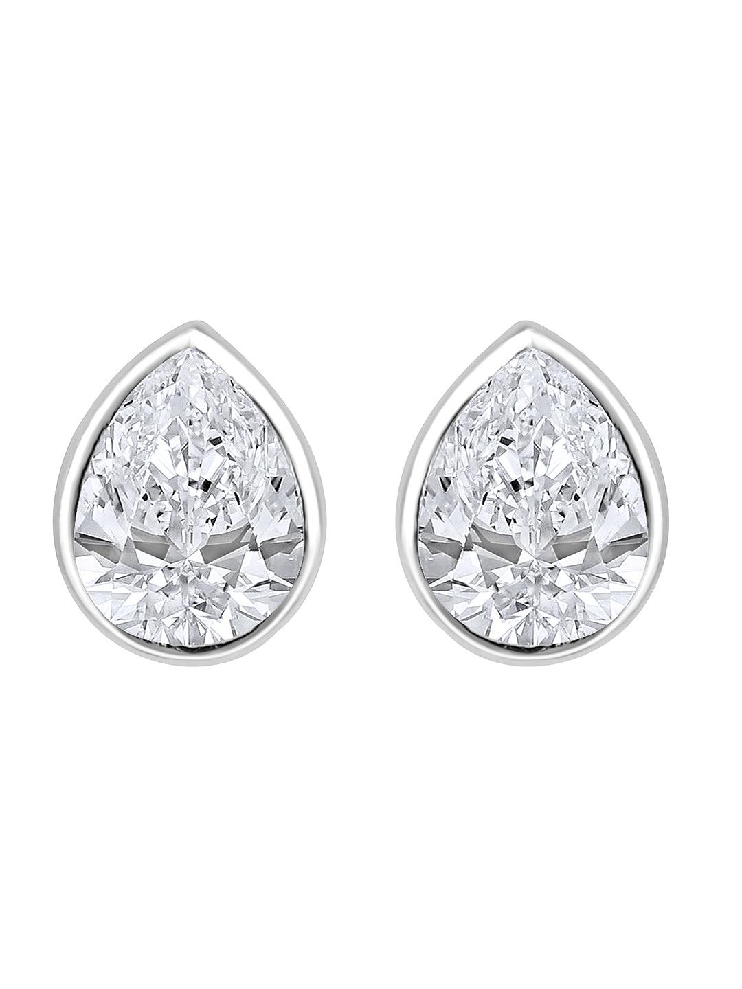 Radiant Luxe: Rhodium & CZ Pendant Earring Set - ASMITTA Jewellery