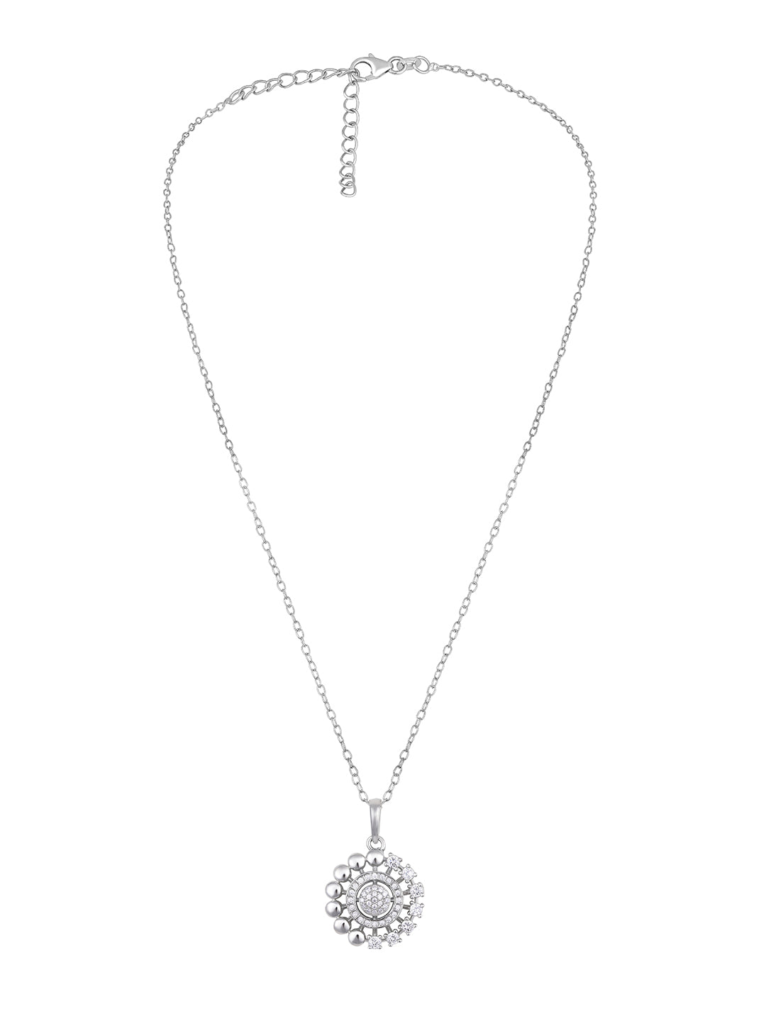 Rhodium Plated Pendant With Sterling Silver And Cubic Zirconia.