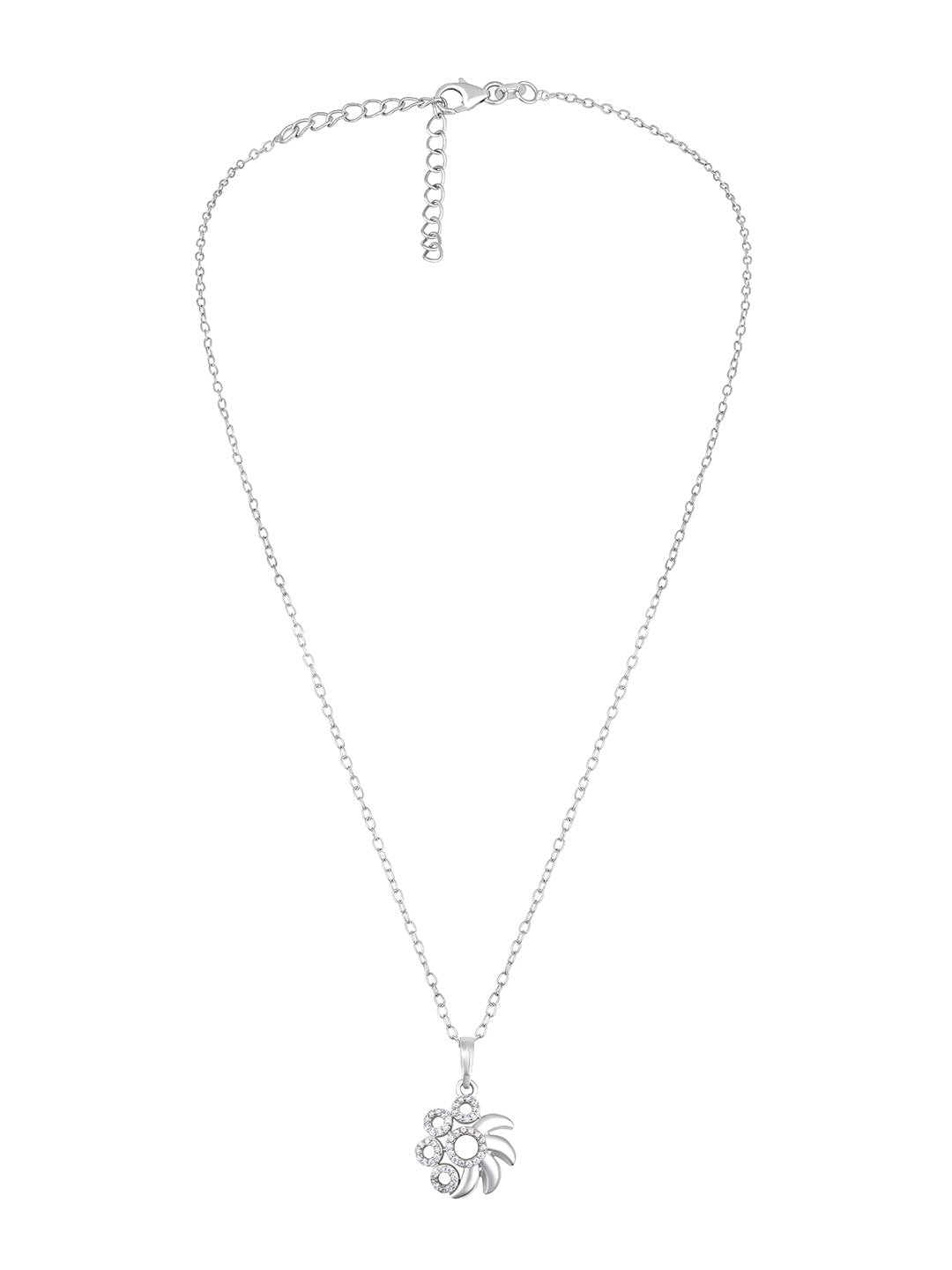 Rhodium Plated Pendant With Sterling Silver And Cubic Zirconia.