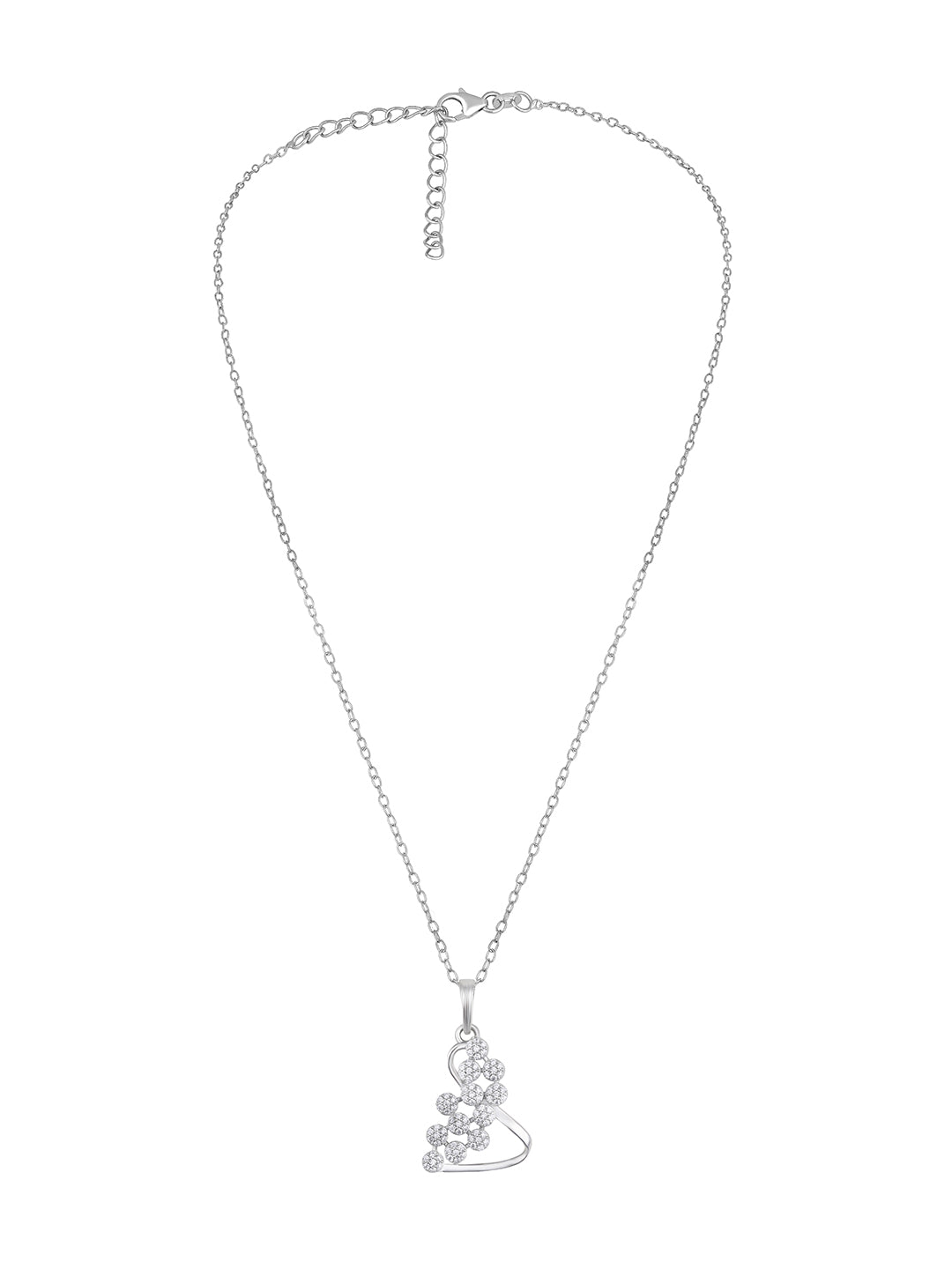 Rhodium Plated Pendant With Sterling Silver And Cubic Zirconia.