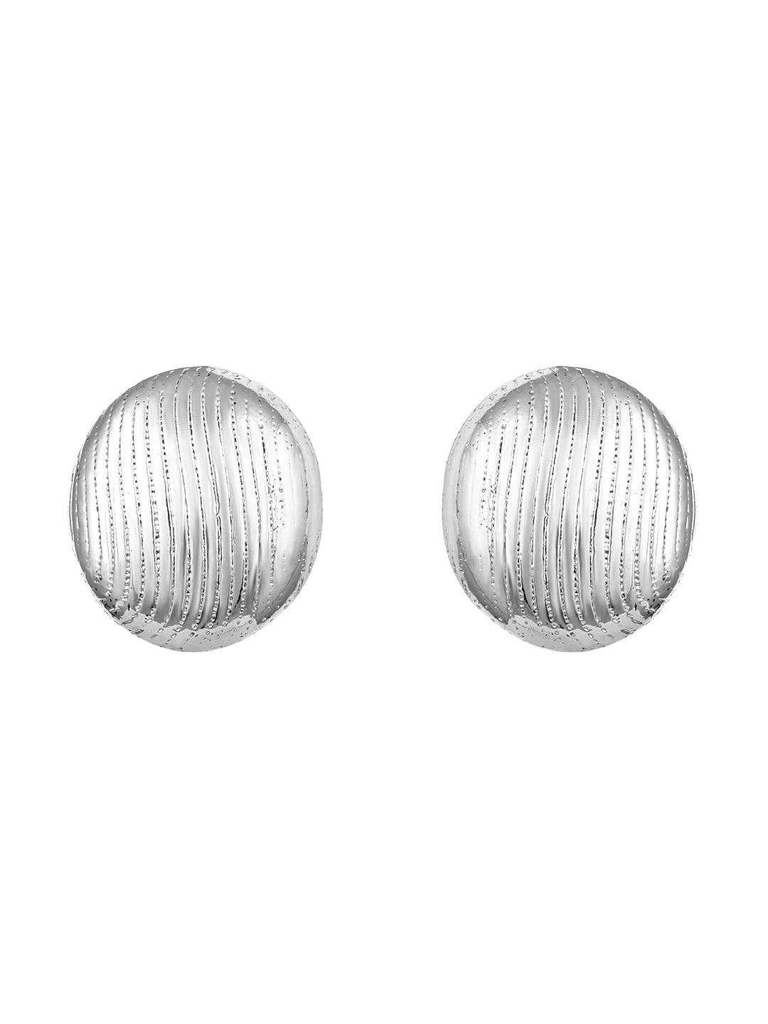 Silver-Toned Textured Orb Pendant Necklace & Earrings Set