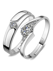 Rhodium Plated Couple Ring - Special Gift For Someone Special