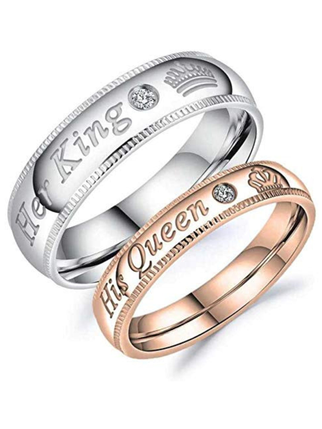 Rhodium Plating Cubic Zirconia Ring Set