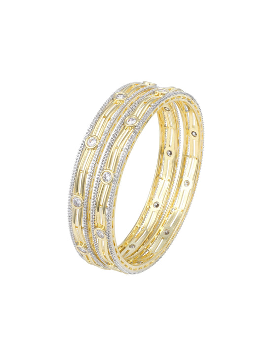 Set Of 2 Gold-Plated CZ Studded Bangles