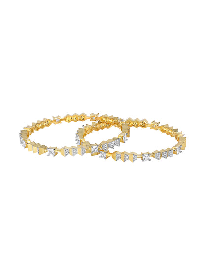 Gold plated CZ studded diamond bangles set for women – bridal and festive wear jewellery


