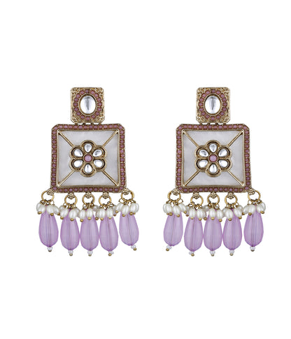 Traditional Purple Pearls Drop Earrings