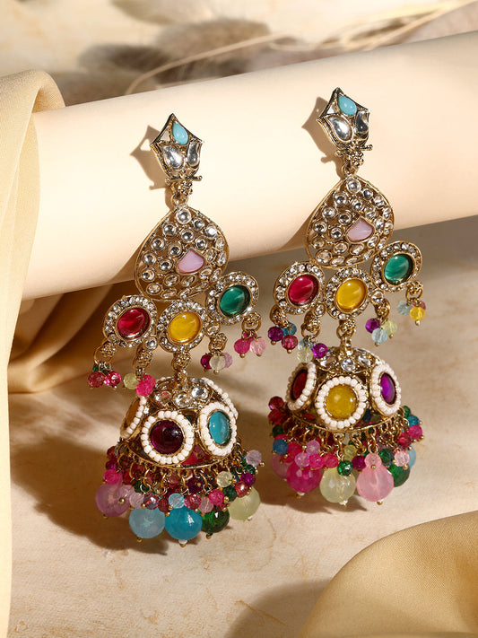 Traditional Shimmering Multicolor Pearls Earrings