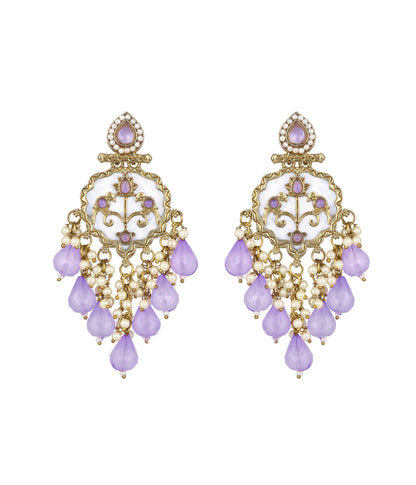 Traditional Purple Crystal Stone Drop Earrings