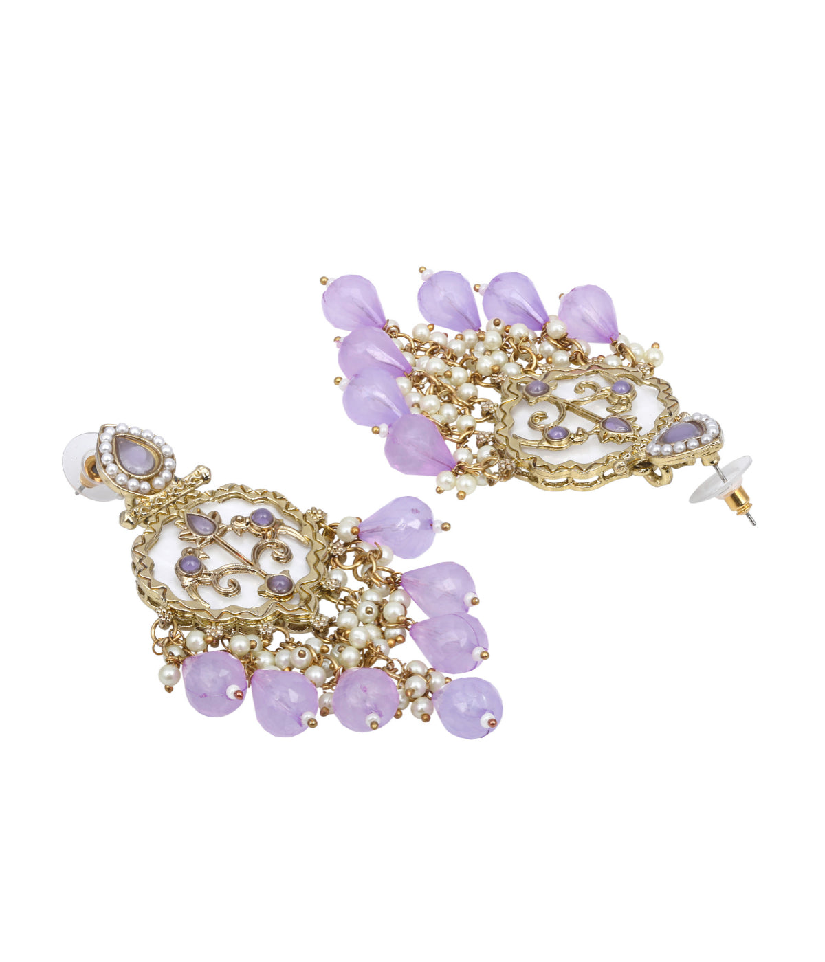 Traditional Purple Crystal Stone Drop Earrings