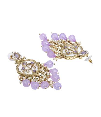 Traditional Purple Crystal Stone Drop Earrings