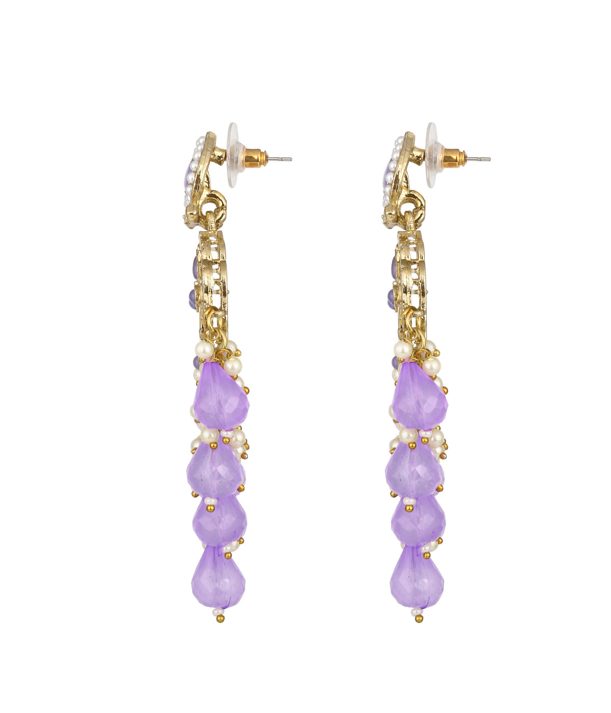 Traditional Purple Crystal Stone Drop Earrings