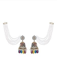 Artifical American Diamonds Mahendi Gold Plating Jhumki Earring