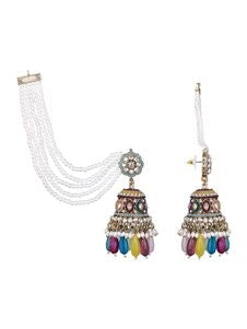 Artifical American Diamonds Mahendi Gold Plating Jhumki Earring