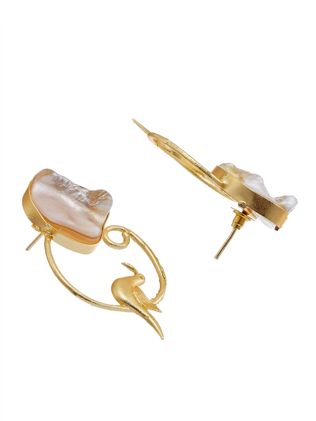 Gold-plated Pearls Beaded Contemporary Shaped Studs