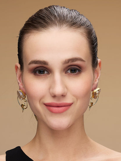 Gold-plated Pearls Beaded Contemporary Shaped Studs