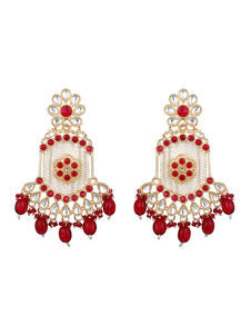 Multicolor American Diamonds Pearl  Gold Plated Danglers Earring