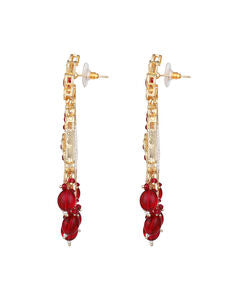 Multicolor American Diamonds Pearl  Gold Plated Danglers Earring