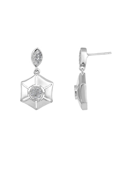 Sterling Silver Drop Earrings With Cubic Zirconia American Diamonds And Rhodium Plating.