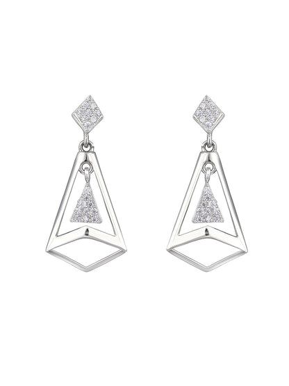 Sterling Silver Drop Earrings With Cubic Zirconia And Rhodium Plating.