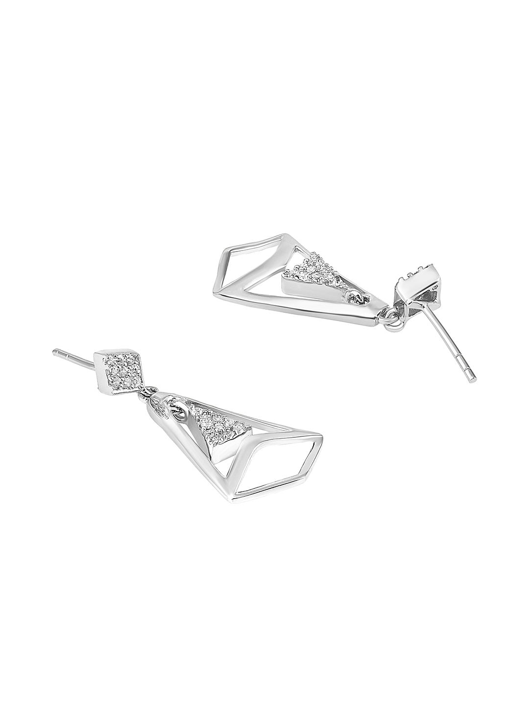 Sterling Silver Drop Earrings With Cubic Zirconia And Rhodium Plating.
