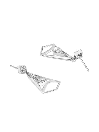 Sterling Silver Drop Earrings With Cubic Zirconia And Rhodium Plating.