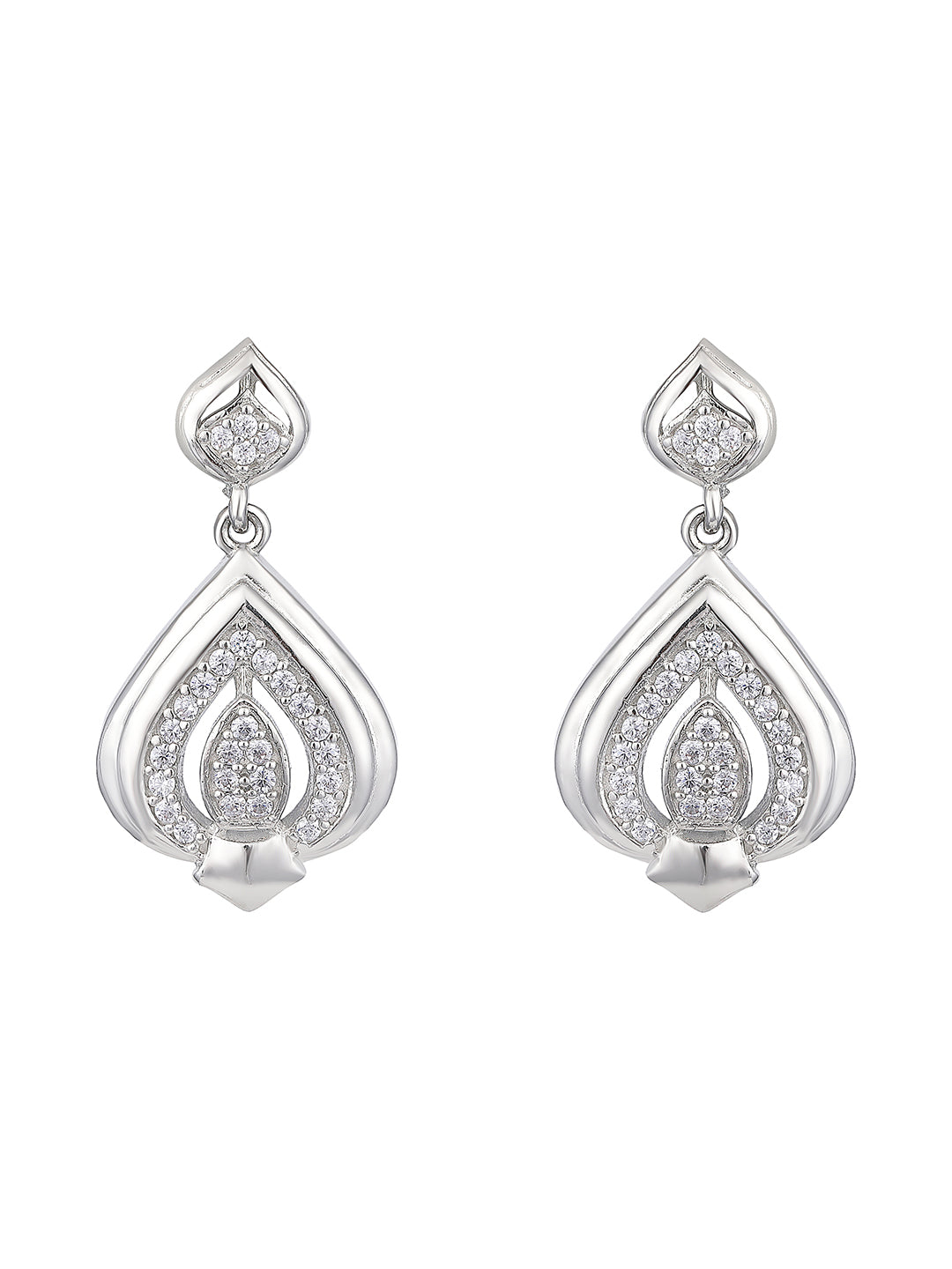 Sterling Silver Drop Earrings With Cubic Zirconia And Rhodium Plating.
