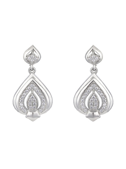 Sterling Silver Drop Earrings With Cubic Zirconia And Rhodium Plating.