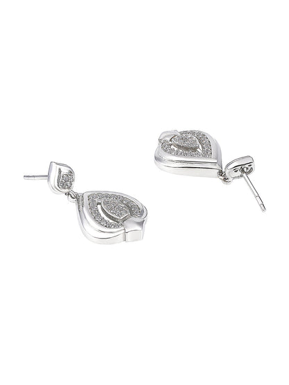 Sterling Silver Drop Earrings With Cubic Zirconia And Rhodium Plating.