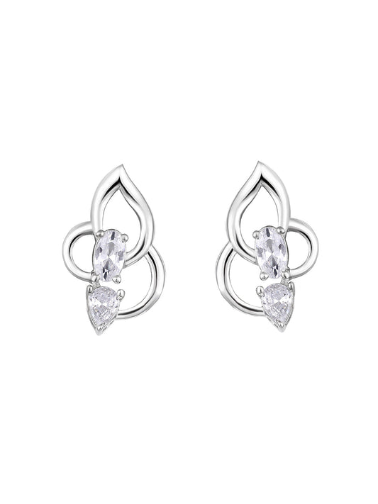 Sterling Silver Drop Earrings With American Diamonds And Rhodium Plating.