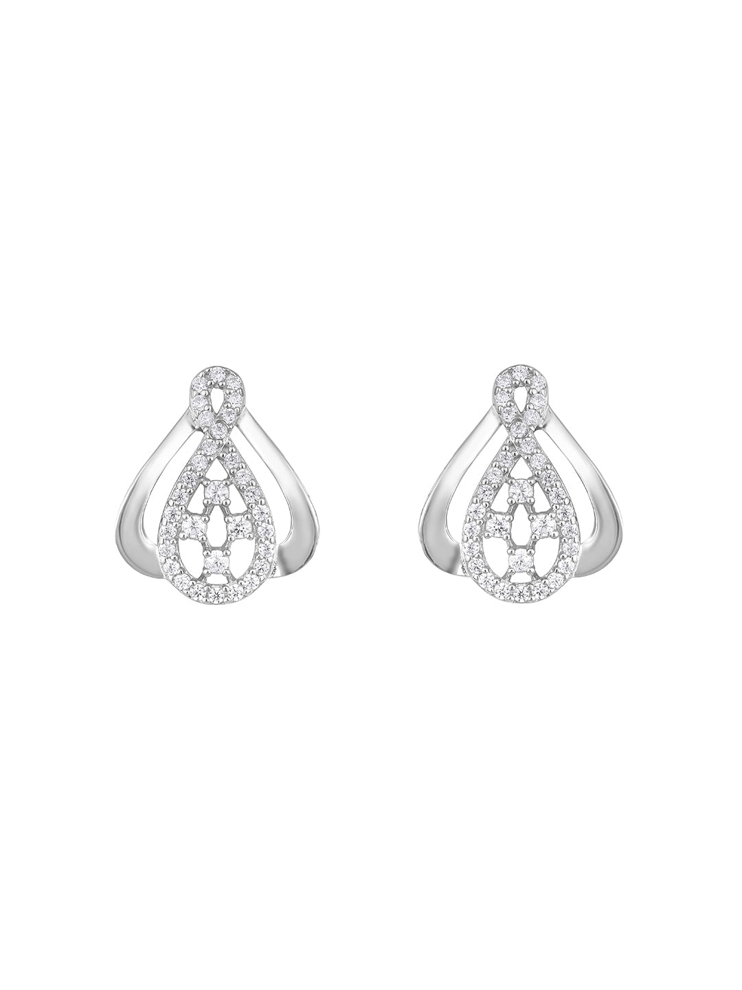 Sterling Silver Drop Earrings With Cubic Zirconia And Rhodium Plating.