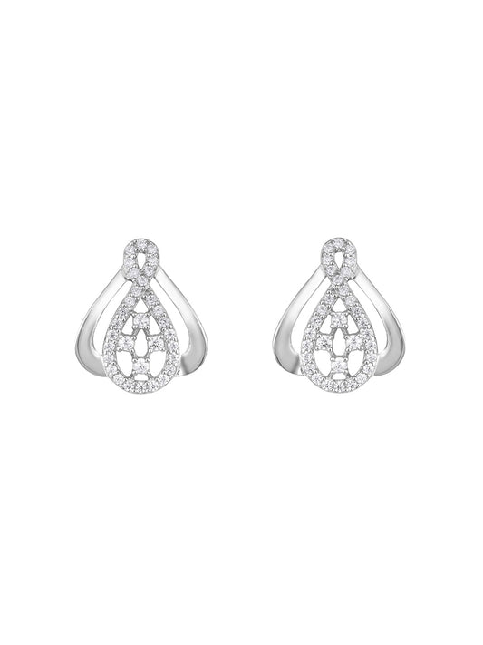 Sterling Silver Drop Earrings With Cubic Zirconia And Rhodium Plating.