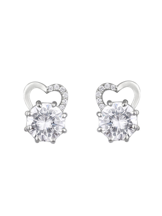 Sterling Silver Drop Earrings With Cubic Zirconia American Diamonds And Rhodium Plating.