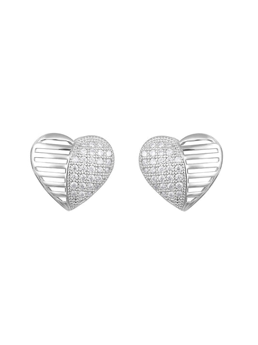 Sterling Silver Drop Earrings With Cubic Zirconia And Rhodium Plating.